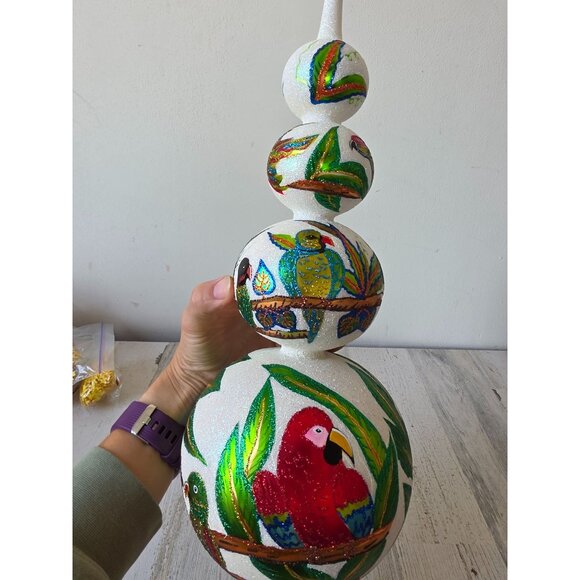 Larry fraga parrot tree topper finial tropical macaw RARE signed glitter sparkle - Picture 5 of 10